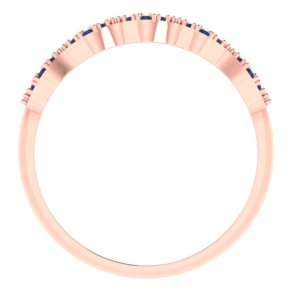 0.3 cttw Simulated Blue Sapphire Round Cut White/Rose/Yellow Gold Eternity Wedding Band