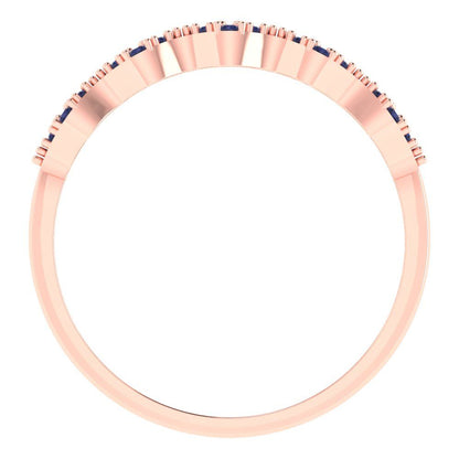 0.3 cttw Simulated Blue Sapphire Round Cut White/Rose/Yellow Gold Eternity Wedding Band