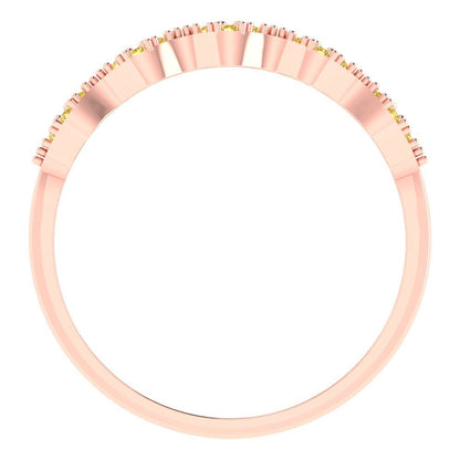 0.3 cttw Natural Citrine Round Cut White/Rose/Yellow Gold Eternity Wedding Band