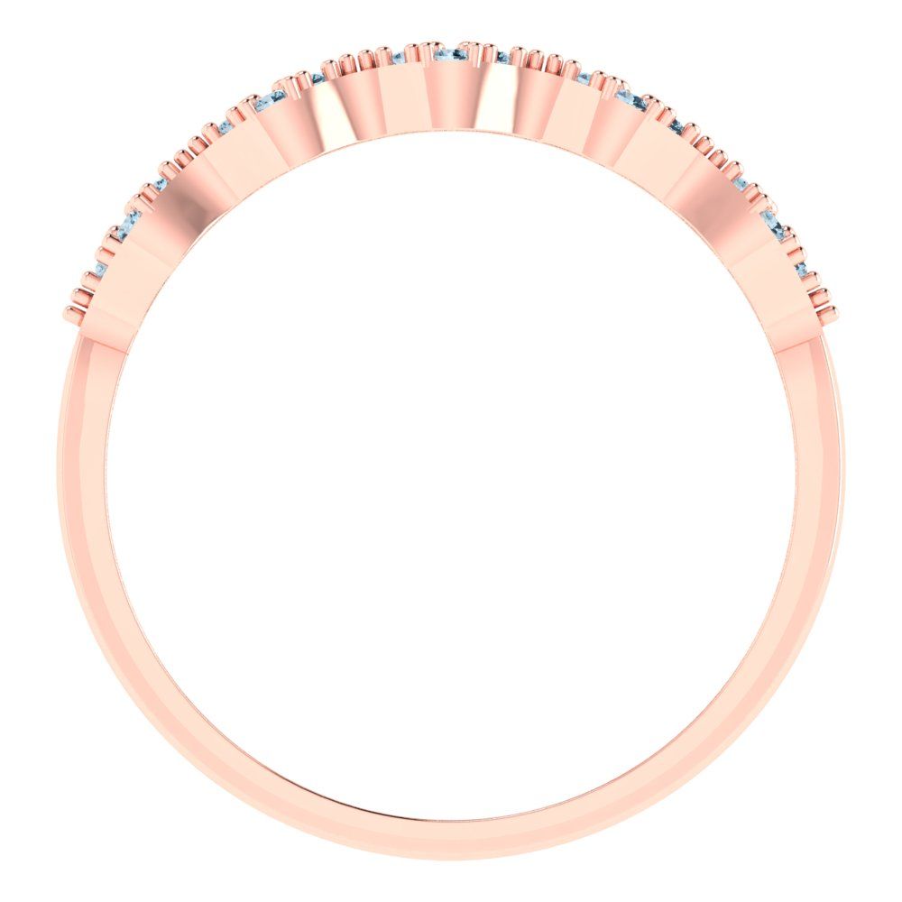 0.3 cttw Natural Aquamarine Round Cut White/Rose/Yellow Gold Eternity Wedding Band