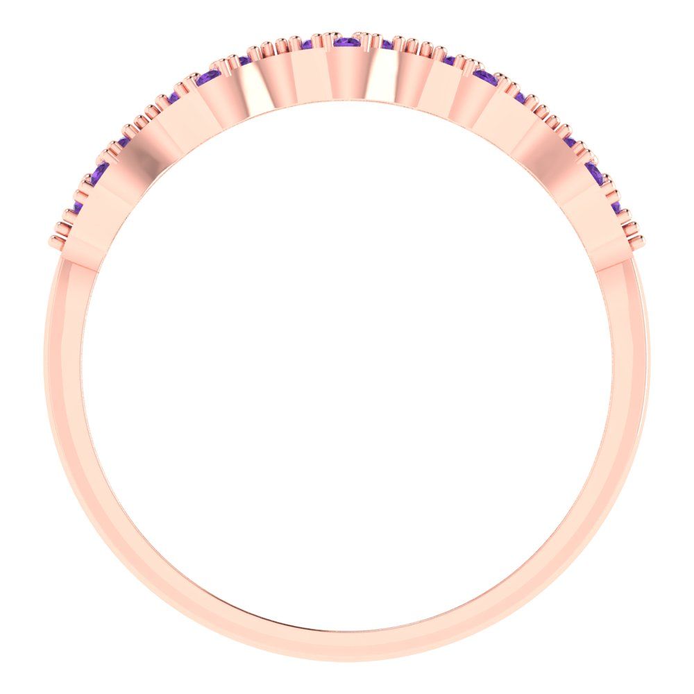 0.3 cttw Natural Amethyst Round Cut White/Rose/Yellow Gold Eternity Wedding Band