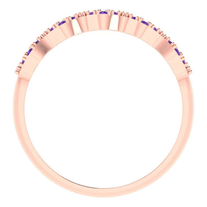 0.3 cttw Natural Amethyst Round Cut White/Rose/Yellow Gold Eternity Wedding Band