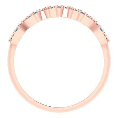 0.3 cttw Blue Moissanite Round Cut White/Rose/Yellow Gold Eternity Wedding Band