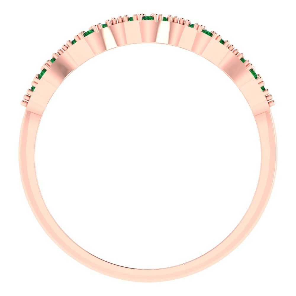 0.3 cttw Simulated Emerald Round Cut White/Rose/Yellow Gold Eternity Wedding Band