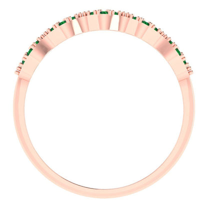 0.3 cttw Simulated Emerald Round Cut White/Rose/Yellow Gold Eternity Wedding Band