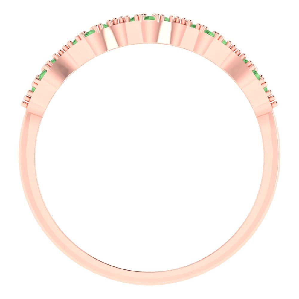 0.3 cttw Simulated Green Diamond Round Cut White/Rose/Yellow Gold Eternity Wedding Band