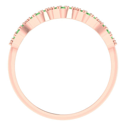 0.3 cttw Simulated Green Diamond Round Cut White/Rose/Yellow Gold Eternity Wedding Band
