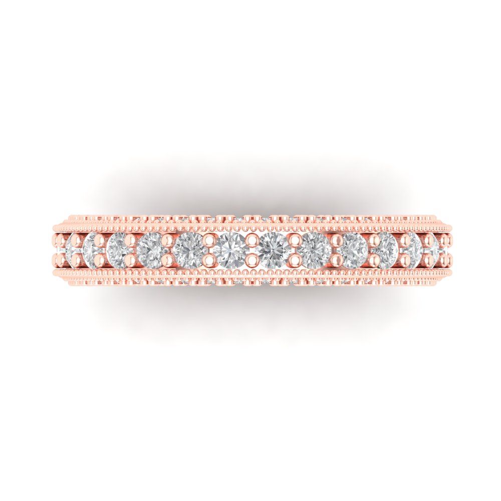 1.44 cttw Simulated Diamond Round Cut Rose Gold Eternity Wedding Band