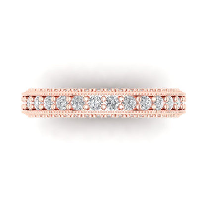 1.44 cttw Simulated Diamond Round Cut Rose Gold Eternity Wedding Band