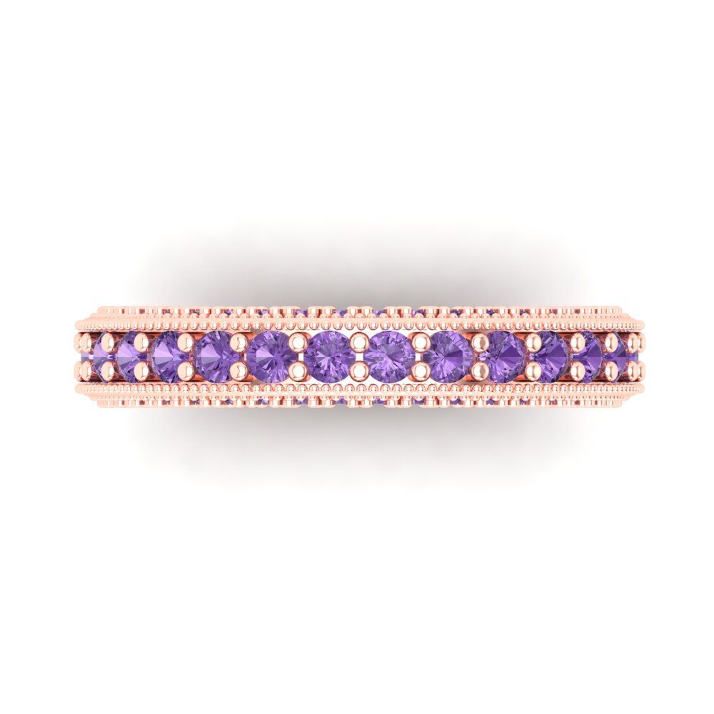 1.44 cttw Simulated Alexandrite Round Cut Rose Gold Eternity Wedding Band