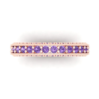 1.44 cttw Simulated Alexandrite Round Cut Rose Gold Eternity Wedding Band