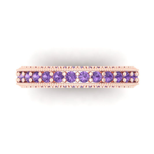 1.44 cttw Simulated Alexandrite Round Cut Rose Gold Eternity Wedding Band