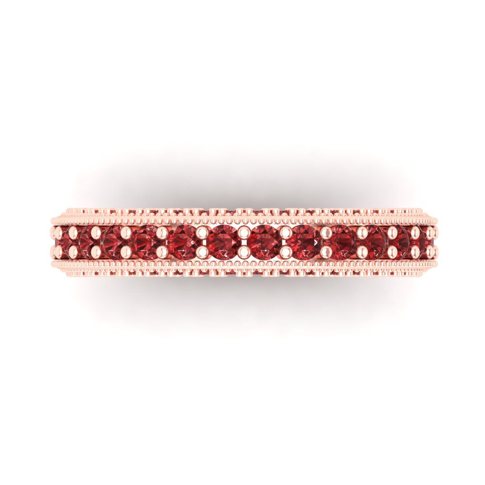 1.44 cttw Natural Garnet Round Cut Rose Gold Eternity Wedding Band