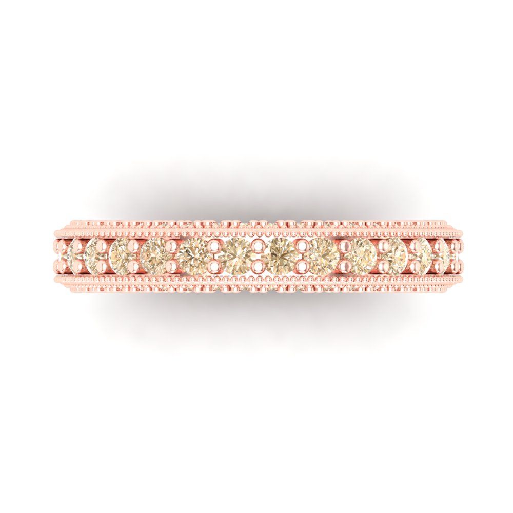 1.44 cttw Natural Morganite Round Cut Rose Gold Eternity Wedding Band