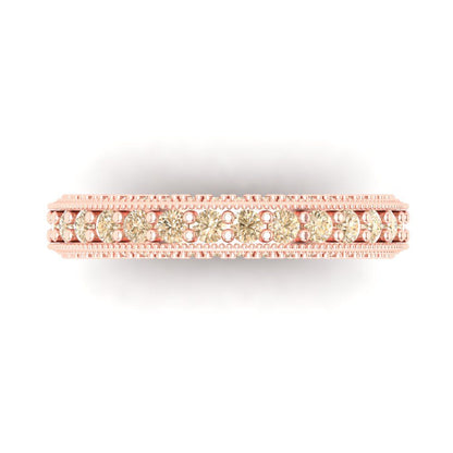 1.44 cttw Natural Morganite Round Cut Rose Gold Eternity Wedding Band