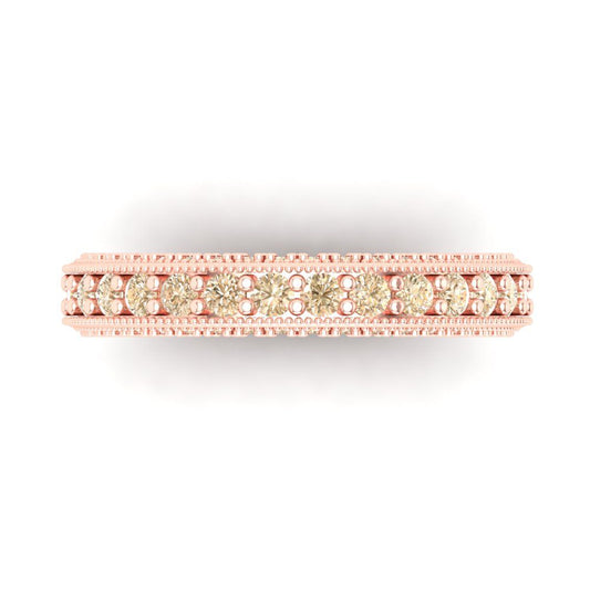 1.44 cttw Natural Morganite Round Cut Rose Gold Eternity Wedding Band