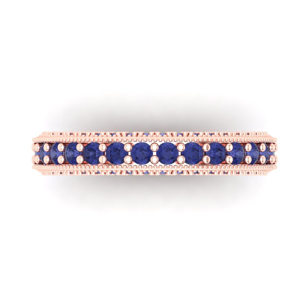 1.44 cttw Simulated Tanzanite Round Cut Rose Gold Eternity Wedding Band