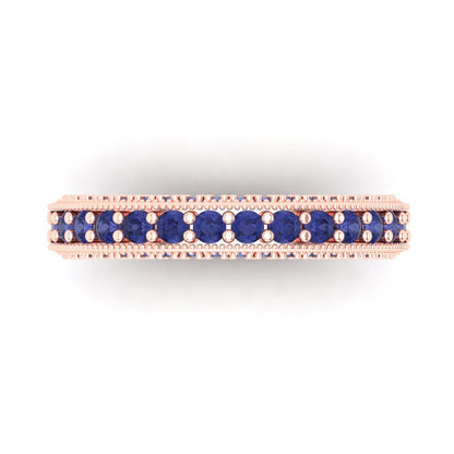 1.44 cttw Simulated Tanzanite Round Cut Rose Gold Eternity Wedding Band