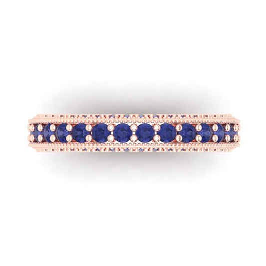 1.44 cttw Simulated Tanzanite Round Cut Rose Gold Eternity Wedding Band