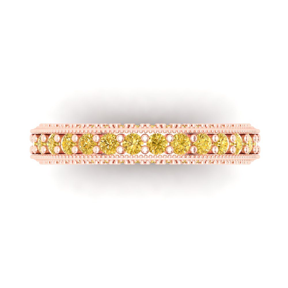 1.44 cttw Simulated Yellow Diamond Round Cut Rose Gold Eternity Wedding Band