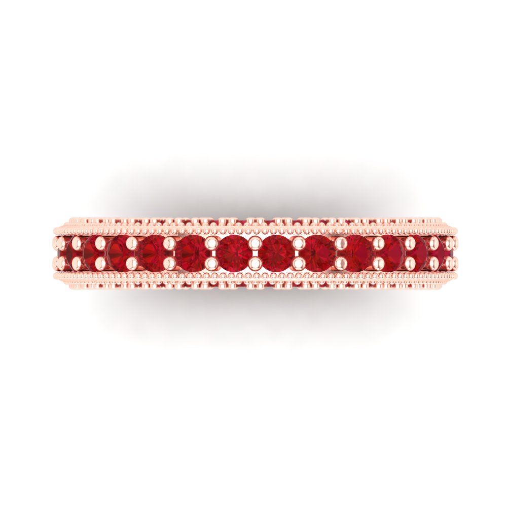 1.44 cttw Simulated Ruby Round Cut Rose Gold Eternity Wedding Band