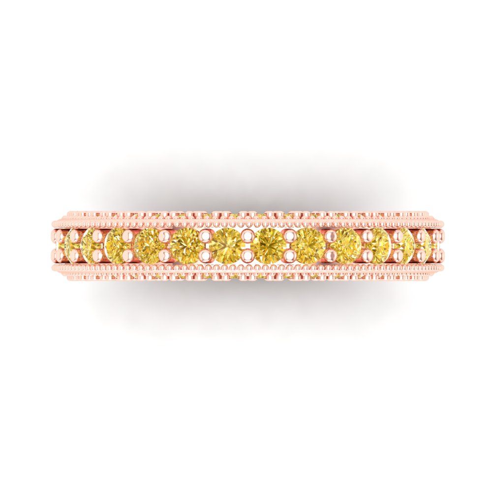 1.44 cttw Natural Citrine Round Cut Rose Gold Eternity Wedding Band