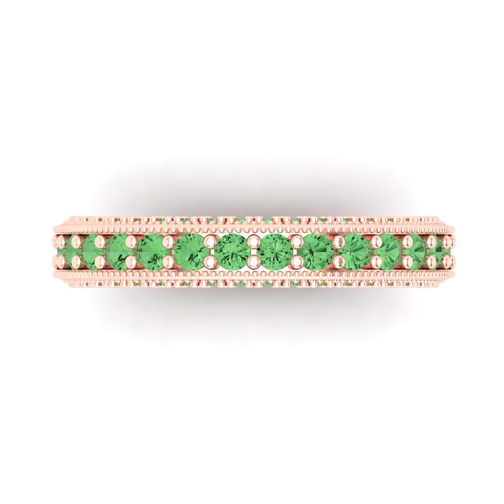 1.44 cttw Simulated Green Diamond Round Cut Rose Gold Eternity Wedding Band