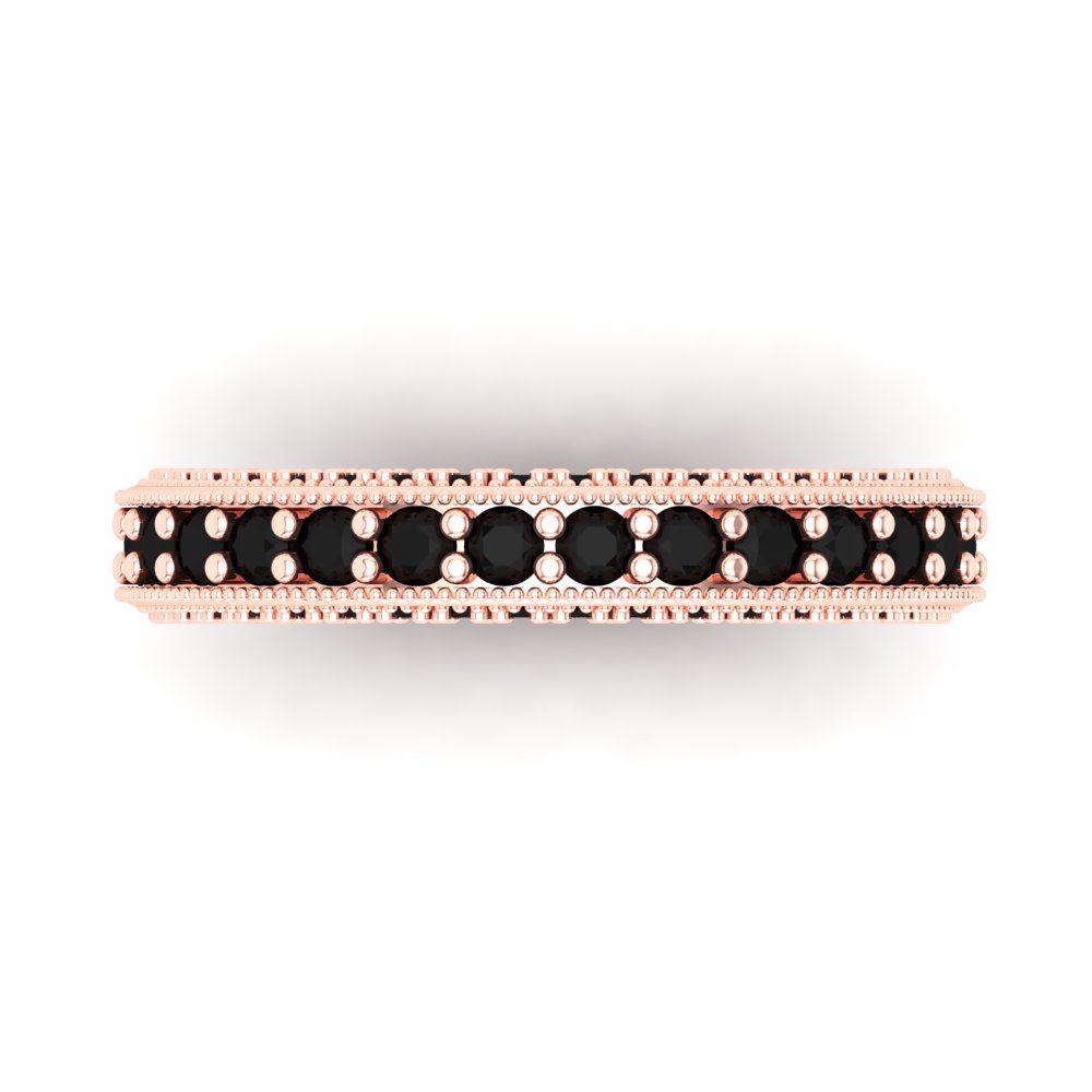 1.44 cttw Natural Onyx Round Cut Rose Gold Eternity Wedding Band