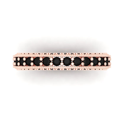 1.44 cttw Natural Onyx Round Cut Rose Gold Eternity Wedding Band