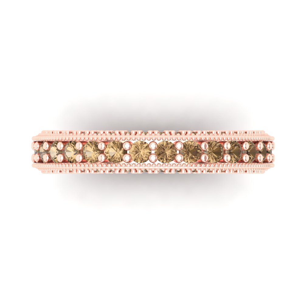 1.44 cttw Simulated Champagne Diamond Round Cut Rose Gold Eternity Wedding Band