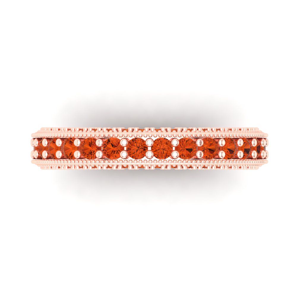 1.44 cttw Simulated Red Diamond Round Cut Rose Gold Eternity Wedding Band