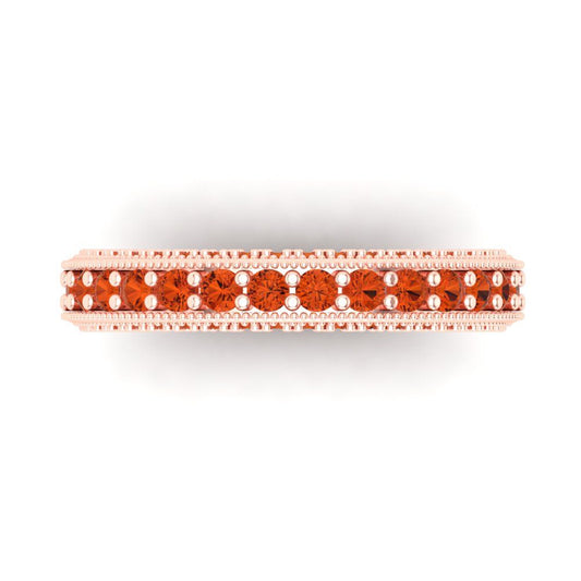 1.44 cttw Simulated Red Diamond Round Cut Rose Gold Eternity Wedding Band