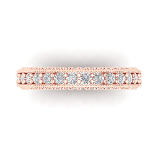 1.44 cttw Moissanite Round Cut Rose Gold Eternity Wedding Band