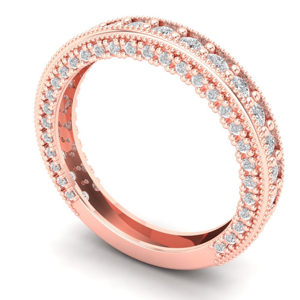 1.44 cttw Simulated Diamond Round Cut Rose Gold Eternity Wedding Band