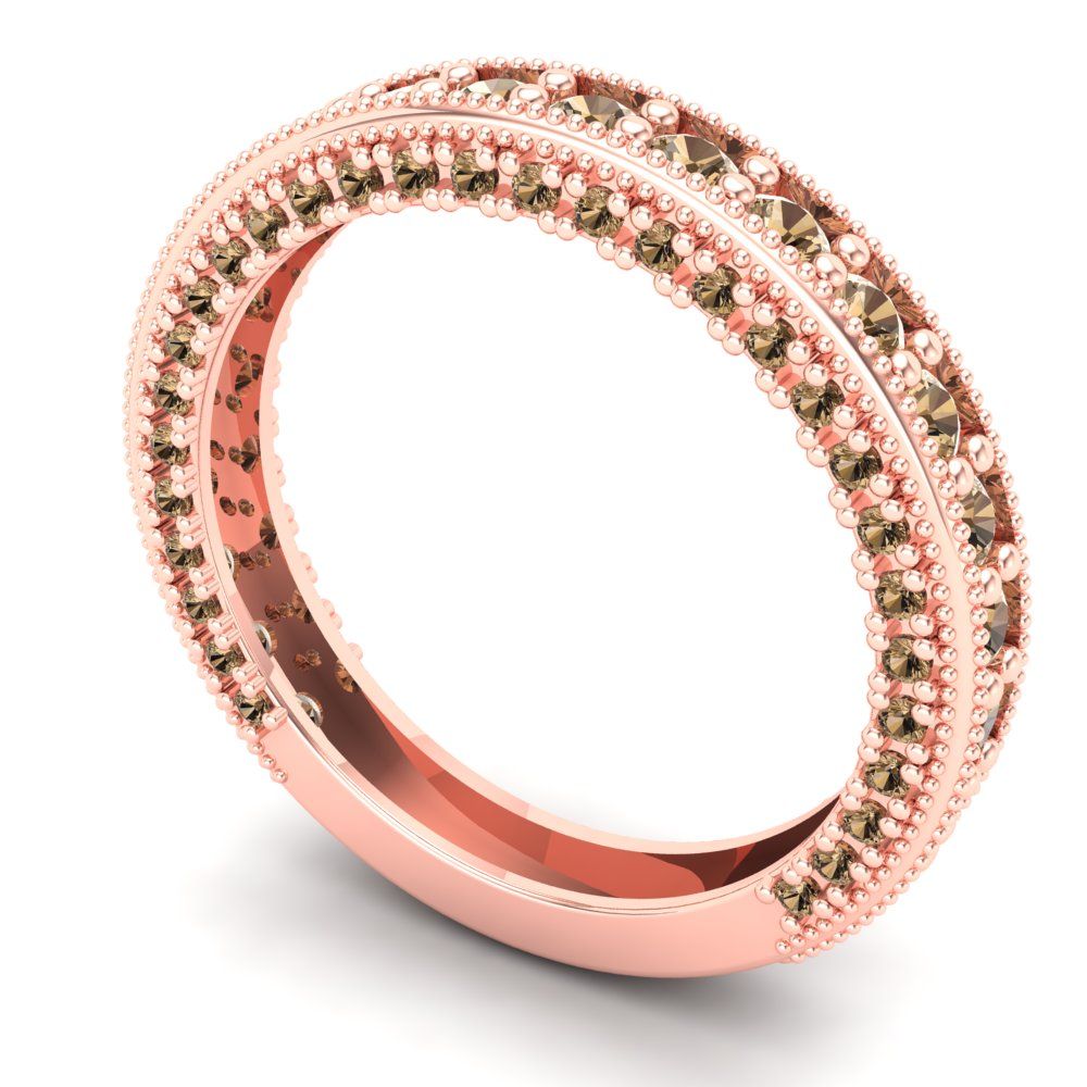 1.44 cttw Simulated Champagne Diamond Round Cut Rose Gold Eternity Wedding Band