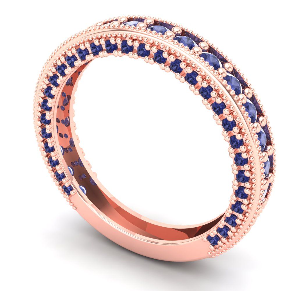 1.44 cttw Simulated Tanzanite Round Cut Rose Gold Eternity Wedding Band