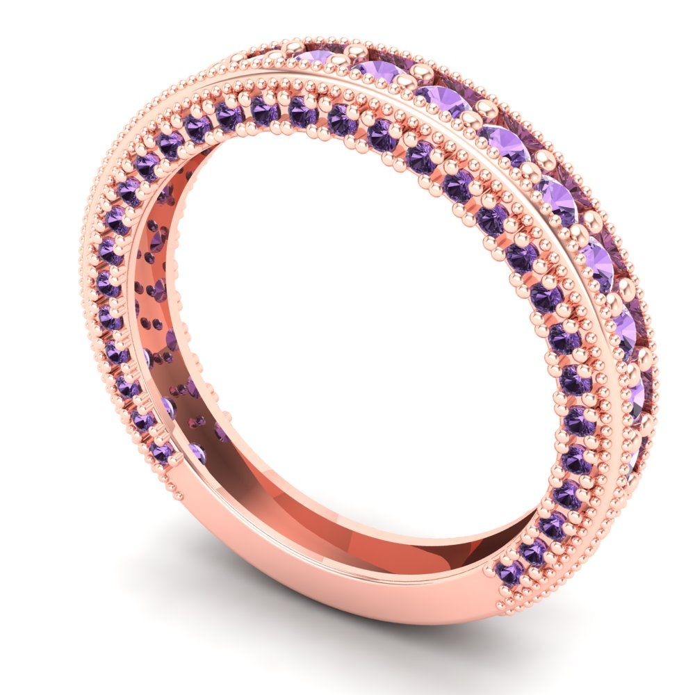 1.44 cttw Simulated Alexandrite Round Cut Rose Gold Eternity Wedding Band