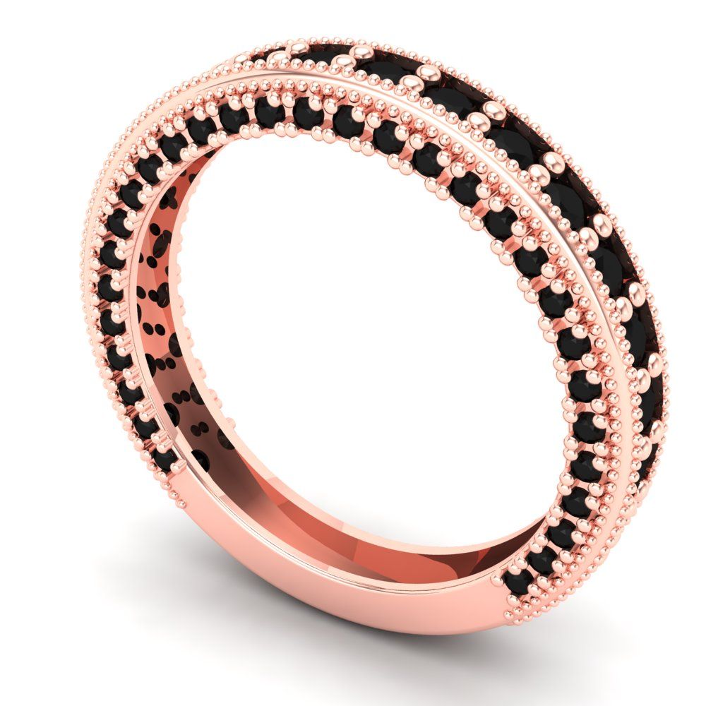 1.44 cttw Natural Onyx Round Cut Rose Gold Eternity Wedding Band