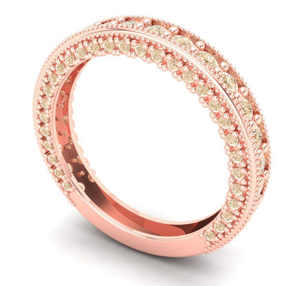 1.44 cttw Natural Morganite Round Cut Rose Gold Eternity Wedding Band