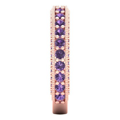 1.44 cttw Simulated Alexandrite Round Cut Rose Gold Eternity Wedding Band
