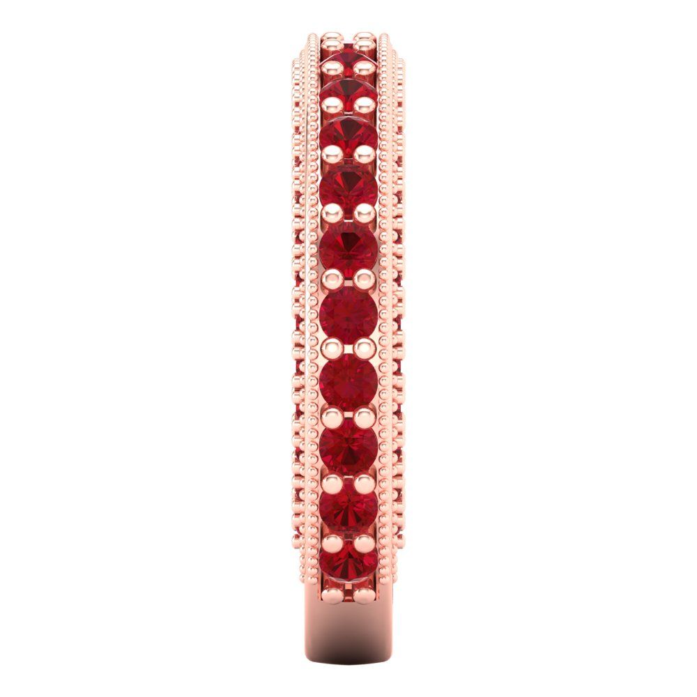 1.44 cttw Simulated Ruby Round Cut Rose Gold Eternity Wedding Band