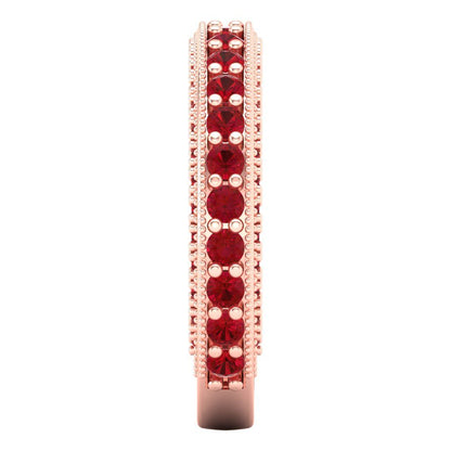 1.44 cttw Simulated Ruby Round Cut Rose Gold Eternity Wedding Band