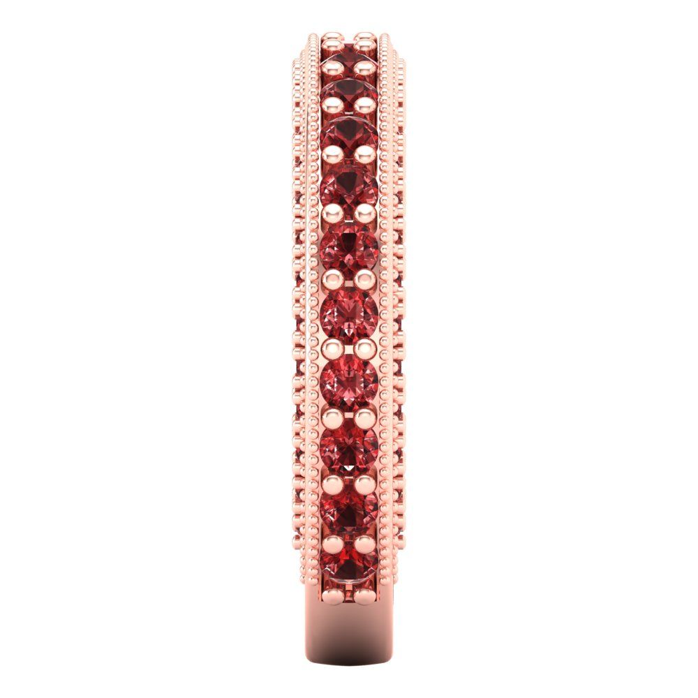 1.44 cttw Natural Garnet Round Cut Rose Gold Eternity Wedding Band