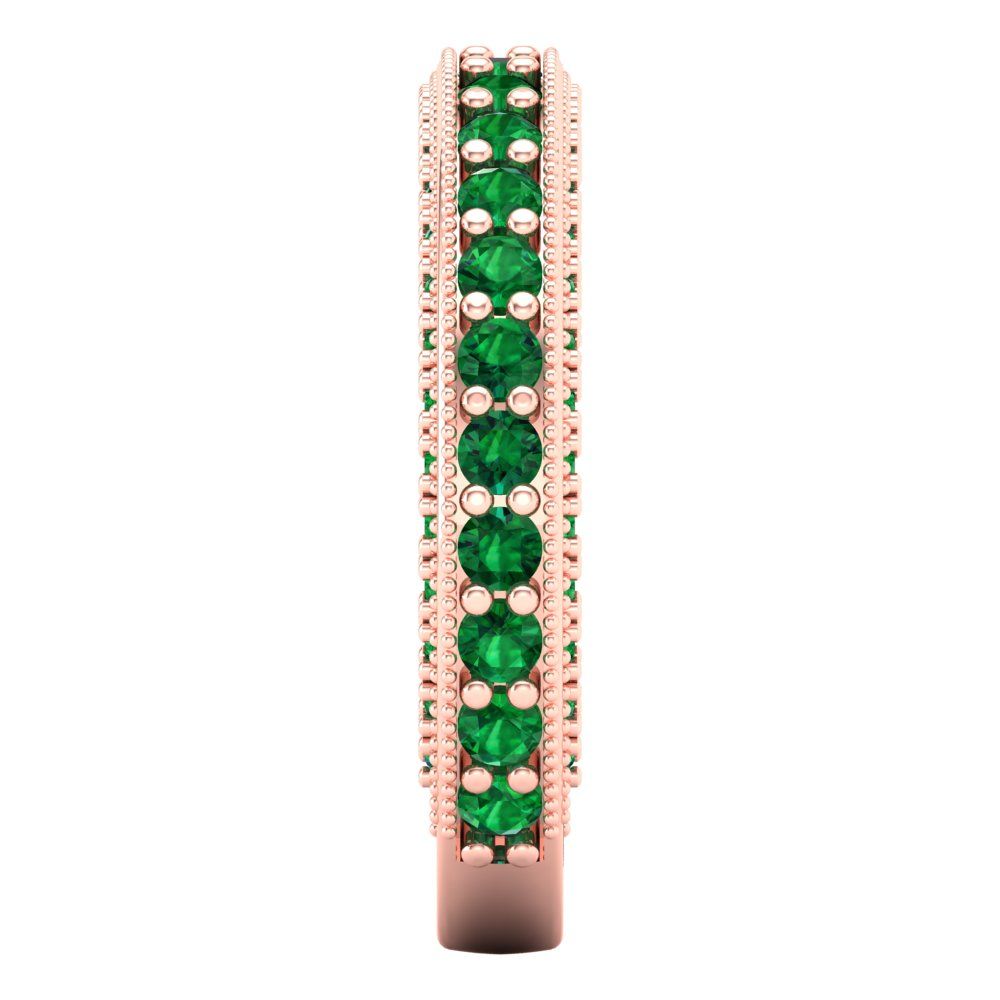 1.44 cttw Simulated Emerald Round Cut Rose Gold Eternity Wedding Band