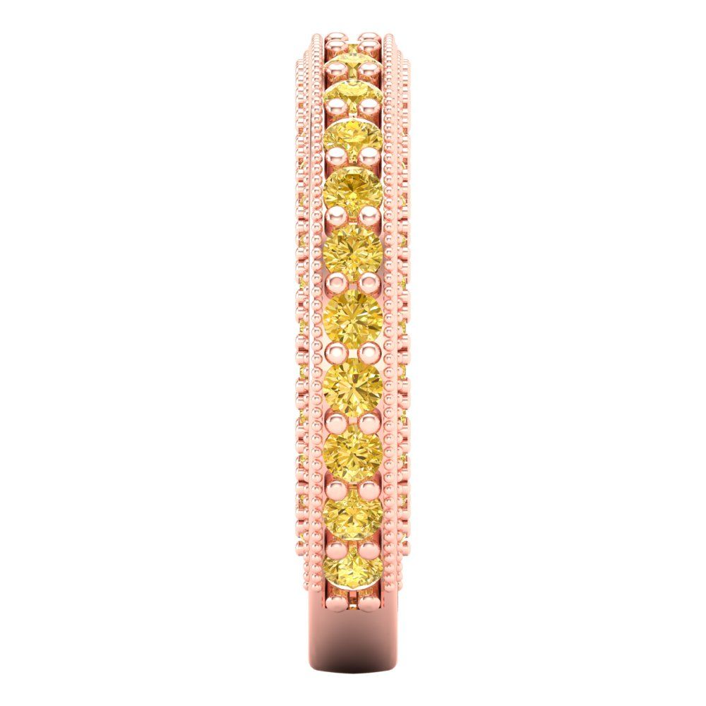 1.44 cttw Simulated Yellow Diamond Round Cut Rose Gold Eternity Wedding Band