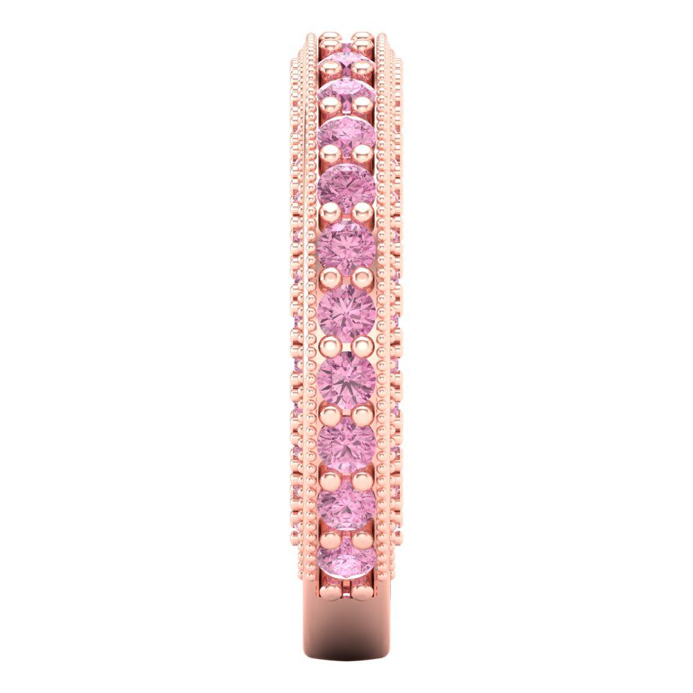 1.44 cttw Simulated Pink Diamond Round Cut Rose Gold Eternity Wedding Band