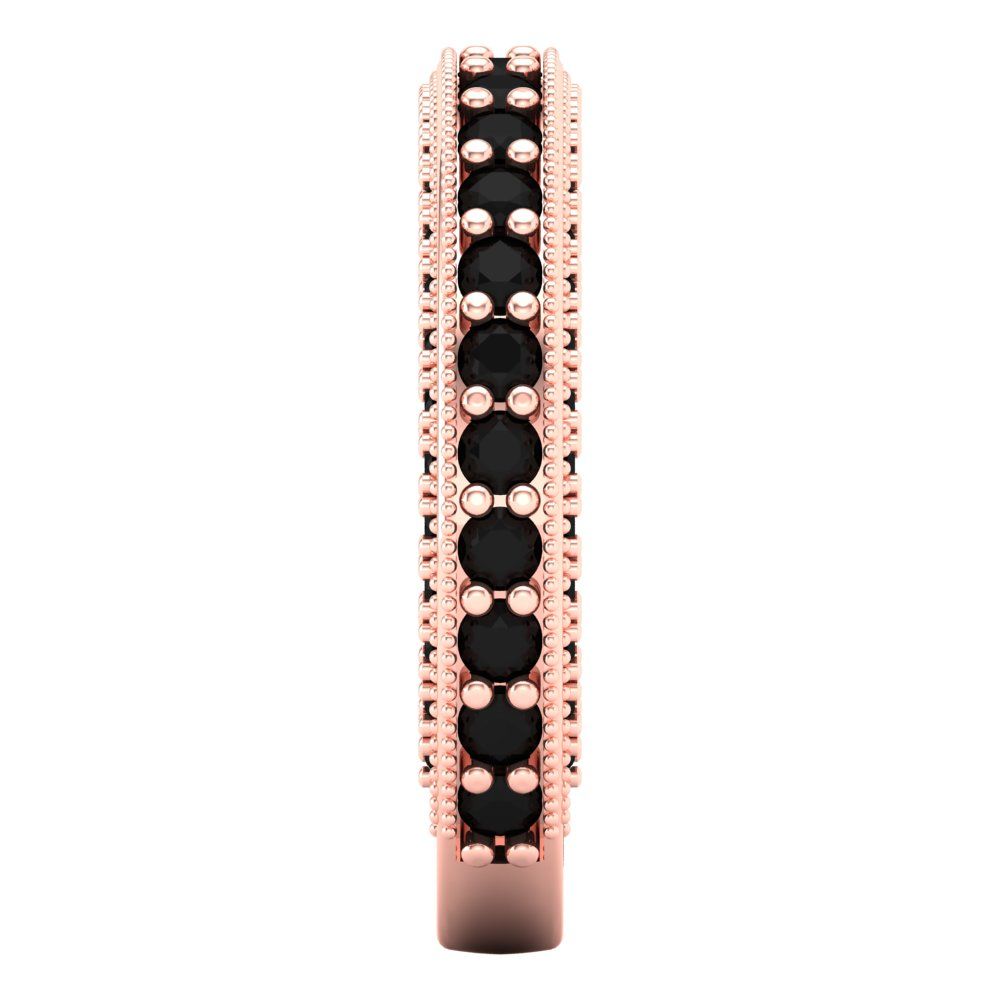 1.44 cttw Natural Onyx Round Cut Rose Gold Eternity Wedding Band