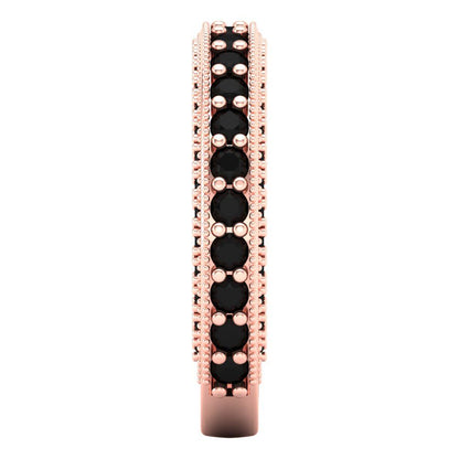 1.44 cttw Natural Onyx Round Cut Rose Gold Eternity Wedding Band