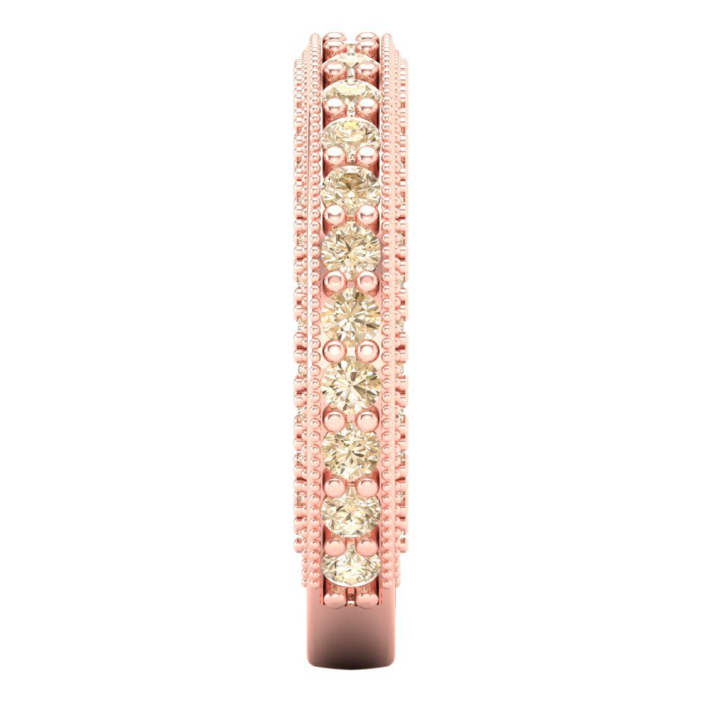 1.44 cttw Natural Morganite Round Cut Rose Gold Eternity Wedding Band