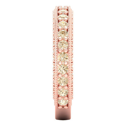 1.44 cttw Natural Morganite Round Cut Rose Gold Eternity Wedding Band
